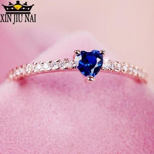 2 Colors Simple Fashion Beautiful Princess 18K Rose Gold Color Heart-shaped Ring Junior Girl Ring Mothers Plot Anniversary Ring