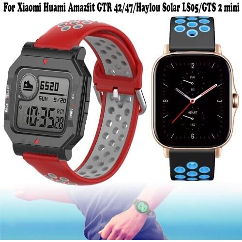 20 22MM Silicone Watch Band For Huami Amazfit Neo GTR 42 47mm GTS 2 Haylou Solar LS05 GTR 2E smart watch strap watch bracelets