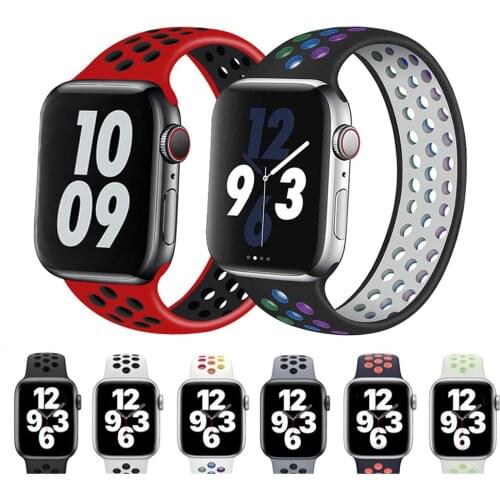 Solo loop Strap for Apple Watch Band 40mm 38mm Elastic watchbands Belt Silicone bracelet for iWatch series 3 4 5 SE 6 44mm 42 mm