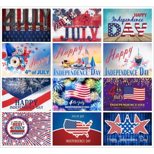 Happy Independence Day Backdrop American Flag Firework Ribbon Backgrounds Party Decor Photo Booth Studio Photography Prop