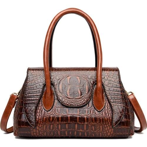 Womens bag Crocodile Luxury Leather Handbags European and American shoulder bag leather Large capacity handbag luxury handbags