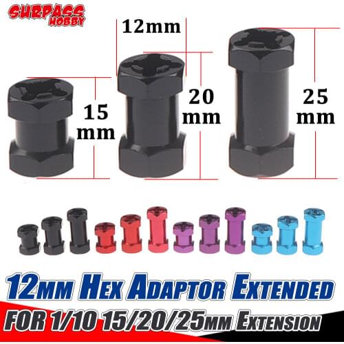 Surpass hobby 4PCS Metal Wheel Hex Hub 12mm Adaptor Extended 15/20/25mm Extension for 1/10 RC Crawler Car Axial SCX10 90046 D90