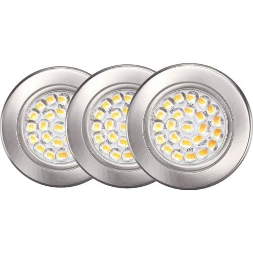 12V Ultra-Thin 24 LED Display Kitchen Under Cabinet Light Recessed Design Dimmable LED Puck Lights LED Closet Night Lamping