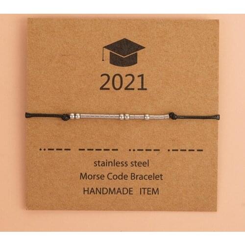 Unique Morse Code Graduation Bracelet Class of 2021 Bracelet Seniors Wish Bracelet Stainless Steel Charms Friendship Bracelets