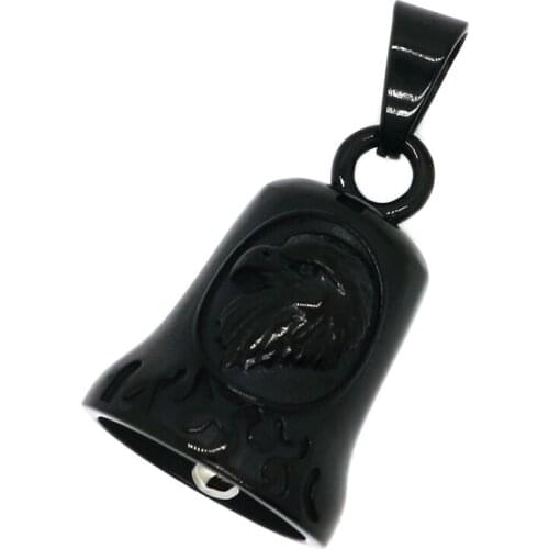 Unisex 316L Stainless Steel Cool Eagle Biker Black Flaming Biker Bell Pendant