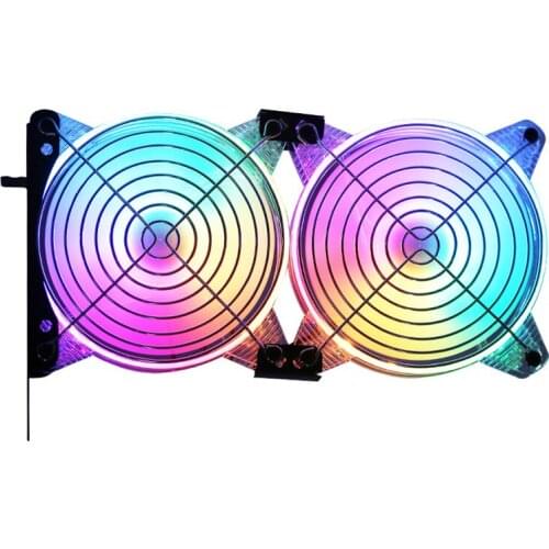 12CM Universal LED RGB Dual Fan Graphics Card Cooler Cooling Desktop Computer External Independent GPU Radiator