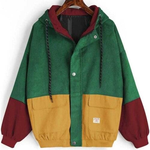 Outerwear Coats Jackets Corduroy Patchwork Oversize Jackets Autumn Jacket Women Chaqueta Mujer Ceket Streetwear Coat Windbreaker
