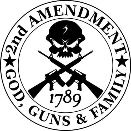 14CMX14CM 2nd AMENDMENT GOD GUNS FAMILY Vinyl Decorative Decal Car Stickers Black/Silver C1-3169