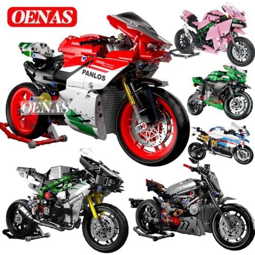 MOC High-Tech Creative Motorcycle Model Building Blocks Education DIY Assembly Bricks Kids Toys Brithday Gifts For Boys Children
