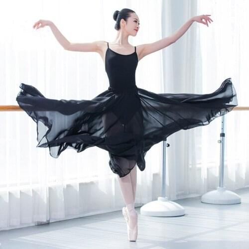 Adult Long Chiffon Skirt For Ballet Dance Practice Loose Modern Dance Skirts Solid Elastic Waist Performance Costumes One Size
