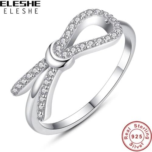 New Arrival Lovely Bowknot Design Female Jewelry Women 925 Sterling Silver Ring with Micro Paved Bow Tie CZ Stones
