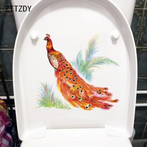 ZTTZDY 26×23.2CM Hand Drawn Peacock Bedroom Wall Stickers Personality Toilet Decor Accessories T2-1262