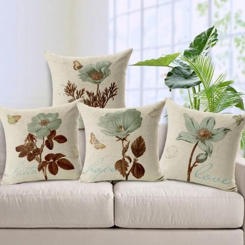1 Pcs 45x45cm Retro Vintage Flower Pattern Pillow Case Cover Luxury four Designs Cotton Home Linen Back Throw Supplies pd-13