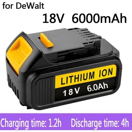 100% Original For DeWalt 18V 6000mAh Rechargeable Power Tools Battery with LED Li-ion Replacement DCB205 DCB204-2 20V DCB206