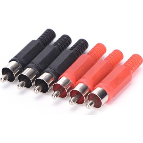 20 Pcs Black & Red Solder RCA Male Plug Audio Video Adapter Connector