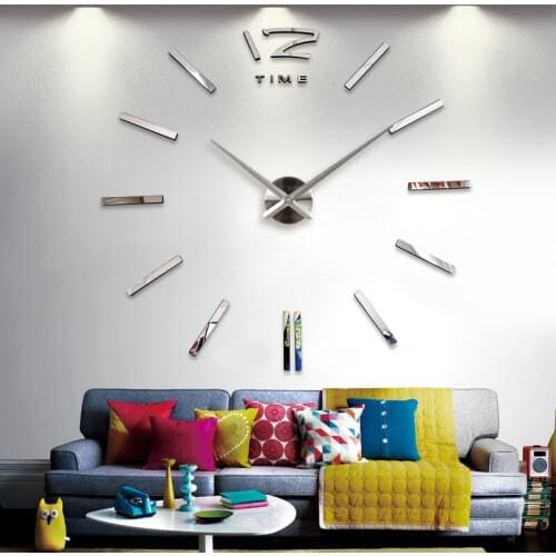 2016 Fashion Large DIY EVA Metal 3D Wall mirror Clock Home Decor Mirror Stickers Frameless Hours for house home interior deco