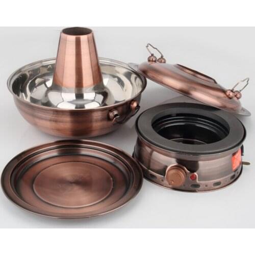 30cm stainless steel imitation copper thickening electric carbon dual-purpose split traditional old Beijing hot pot chafing dish