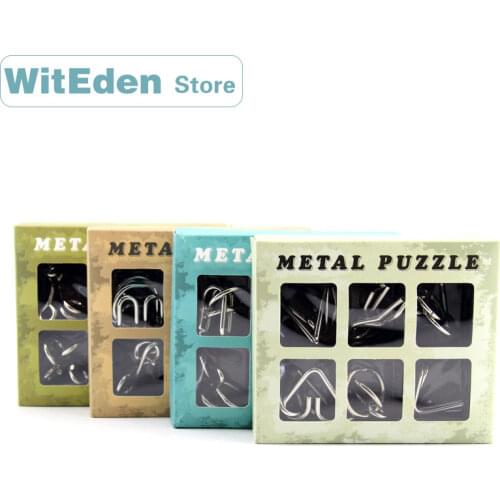 3D Metal Wire Puzzles 6PCS/Sets Classic Knot 9 Ring Interlocking Intelligence Buckle Lock IQ Brain Teaser Antistress Game Toys