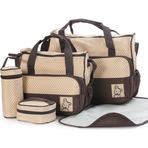 5pcs/set Multi-functionBaby Diaper Bag Suits For Mom Baby Bottle Holder Mother Mummy Stroller Maternity Nappy Bags Sets