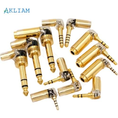 AkLIAM 3.5mm 4.4mm 2.5mm 6.35mm Balanced Male To Female Lossless Audio Adapter L Type Earphone Microphone Jack Converter
