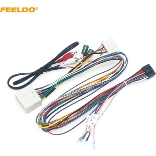 FEELDO Car 16pin Audio Wiring Harness With Canbus Box For Mitsubishi Pajero 4X4 Aftermarket Stereo Installation Wire Adapter