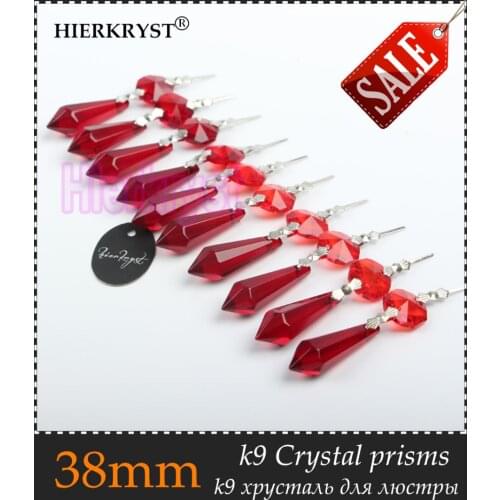 Chakra Spectra 100 Red Chandelier Glass Crystals Octagon beads Healing Lamp Prisms Parts Hanging Drops Pendants 38mm/1.49"