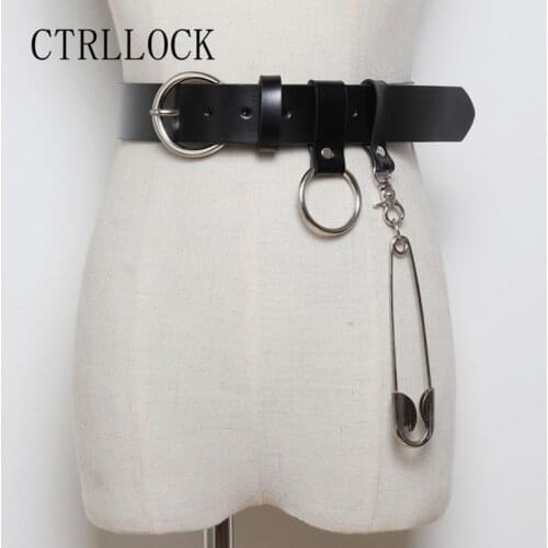 CTRLLOCK Harajuku Adjustable Jeans Belt Women Waist Circles Pin Female Accessory Punk Fashion 2021
