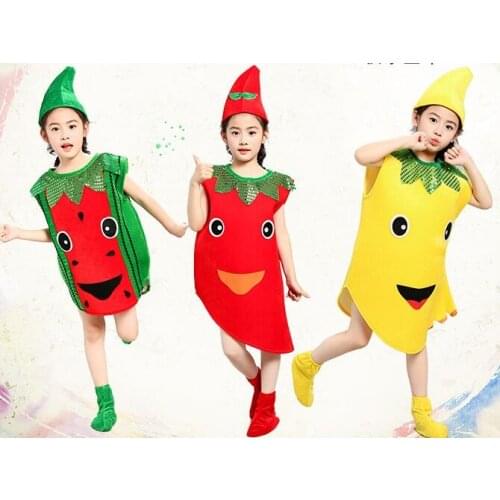 Kids Halloween Party Childrens Day Cartoon Fruit Vegetable Costume Cosplay Pumpkin Banana Tree Boy Girl Family party costume