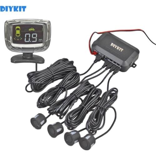 DIYKIT Car Rear View Reverse Bumper Parking Radar 4 Sensors Black Silver White LCD Alarm Rear View System Kit