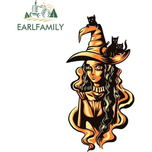 EARLFAMILY 13cm x 6.6cm for Witches and Cats Motorcycle Car Sticker Air Conditioner Waterproof Sunscreen Decal Car Assessoires