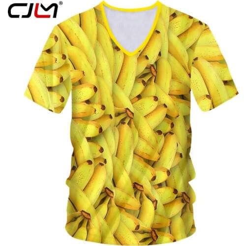 CJLM Mens Hot Summer V Neck Tshirt 3D Printed T-shirt Creative Fruit Banana Casual Creative Design Man Oversized Tee Shirt 6XL
