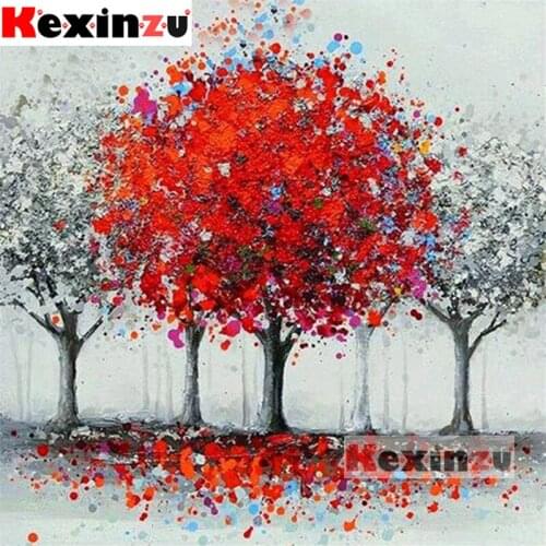 Kexinzu Full 5D DIY fashion Square Diamond Painting -Red leaves- 3D Embroidery Cross Stitch Rhinestone Mosaic Home Decor K0216