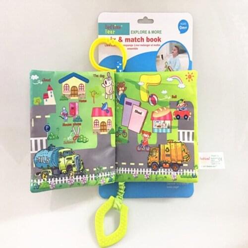 Early Teaching English Baby Enlightenment Cloth Book Bed Trailer Hanging Puzzle Children Ripped Paper Educational Toys for Kids