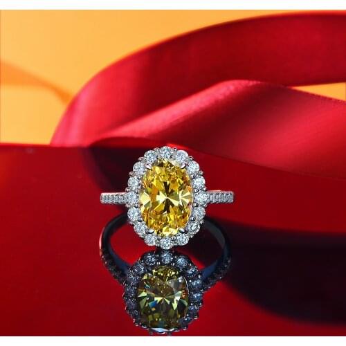 925 Sterling Silver Oval Lab Citrine Engagement Ring 5A Zircon Big Kunzite Morganit Gemstone Bridal Women Rings S2R1S2R1021