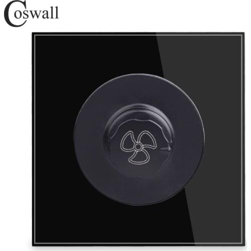 COSWALL Fan Controller Regulator Luxury Crystal Glass Panel On / Off Wall Switch 16A 0~450W AC 220V R11 Series Gray Color