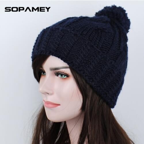 Top Russia Fur Hat Winter Women Man Hat With Big Pompom Skullies Beanies Balaclava Winter Headdresses Skiing Snow Bone Gorro