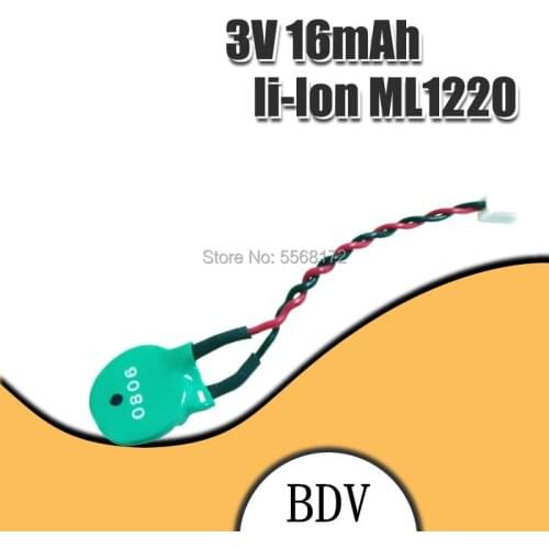 German imports CMOS RTC Battery ML1220 3V BDV 1220 Rechargeable Cable BIOS Backup