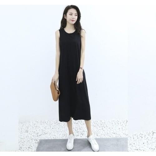 2021 New Homewear Womens Nightdress Long Loose Nightwear Comfortable Pocket Sleeveless Undershirt Women Night Gowns Sleepwear