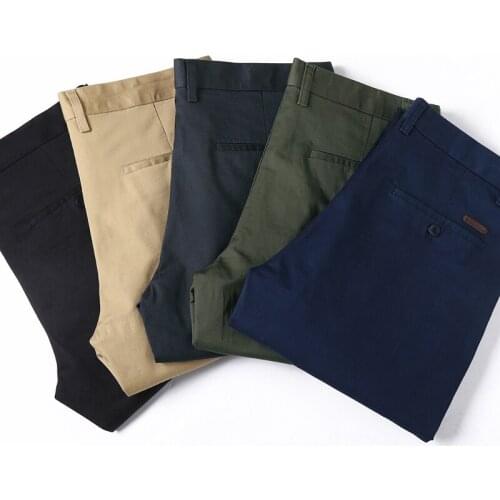 2020 Spring Men New Business style Slim Casual Pants Fashion Simple Male Cotton Solid color Trousers Office work pants