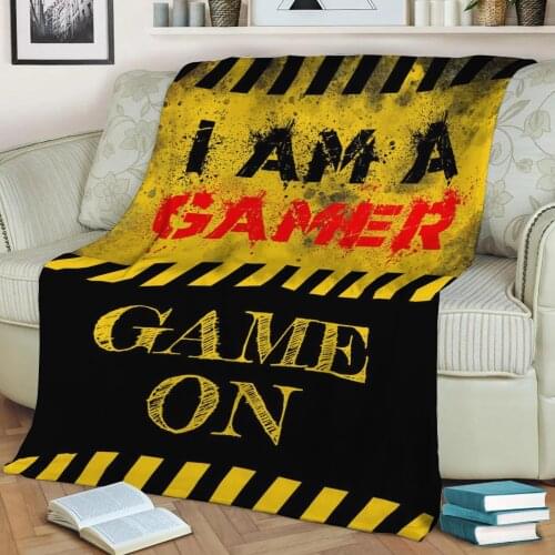 I am a Gamer Throw Blanket Print on Sherpa Blankets Soft for Sofa Customized DIY Plush Thin Quilt