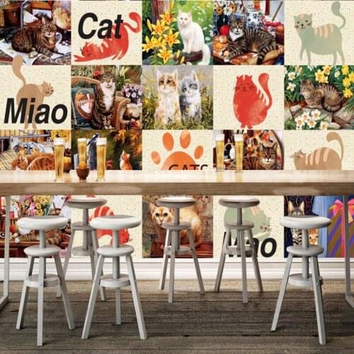 Drop Shipping Photo Wallpaper 3D Stereo Kitten Painting Cat Cute TV Wallpaper Custom Wallpaper Lobby Office Children Room Mural