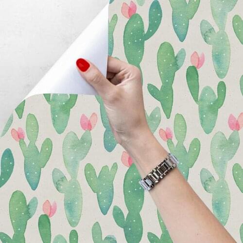 Cactus plant background wallpaper DIY self-adhesive sticker for living rooom bedroom wall Furniture renovation PVC stickers