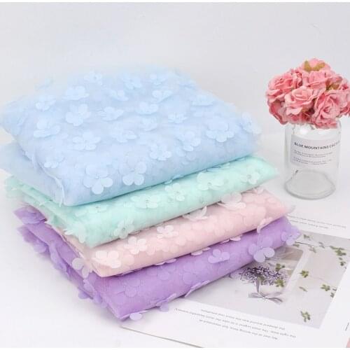 Mesh Tulle Fabric By The Yard Solid Flower Gauze Yarn Fabrics Dress Skirts Making Wedding Decor DIY Crafts Supplies 90*150cm 1pc