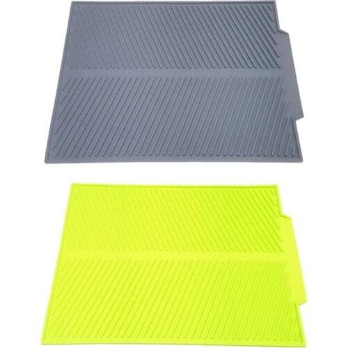 Silicone Dish Drying Mat Large Flexible Kitchen Dish Drain Mat Heat Resistant Counter Top Pad for Dishes Tableware Organizer