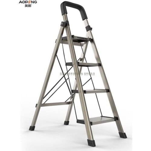 Aluminum Alloy Household Folding Ladder Indoor Multi-function Small Staircase Thickened Portable Family Four Step Miter L