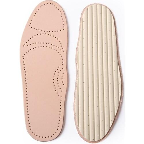 Tree Cream Leather Orthopedic Insoles Pads Arch Support Natural Latex Insole First Layer Cowhide Leather Sports Insoles Shoe Pad