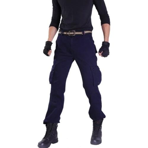 Navy Blue Multi-pocket Camo Cargo Pants Men Autumn Winter Plus Velvet Warm Straight Trousers Outdoor Military Fan Tactical Pants