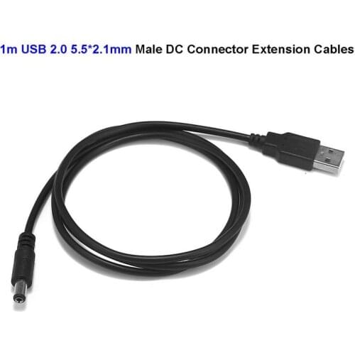 USB DC Cable 5V 12V 5.5 x 2.1mm Jack Male DC to USB Connector Extension Cable 1m For LED Strip Controller Battery Power Bank