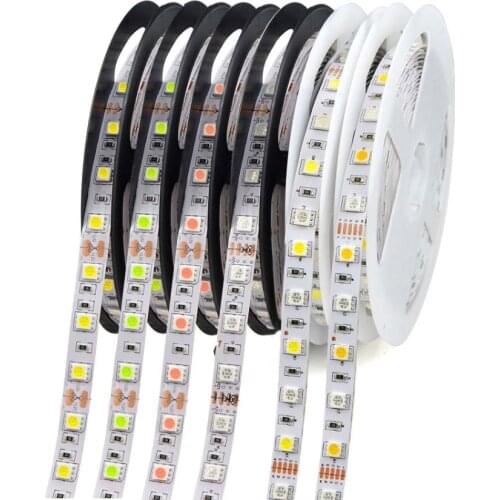 5M Waterproof 12V LED Strip Light 5050 RGB RGBW RGBWW Pink Ice Blue Red Green Diode Tape Ribbon LED Lamp Holiday Home Decoration