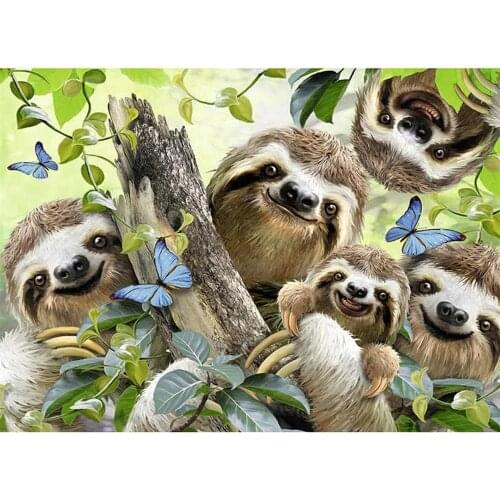 Animal Sloth Printed Water-Soluble Canvas 11CT Cross-Stitch Patterns DIY Embroidery DMC Threads Knitting Promotions